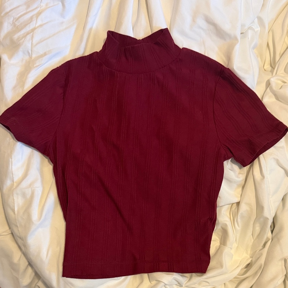 Urban Outfitters Rich Red Short Sleeve Turtleneck